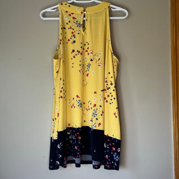 Charter Club Yellow / Navy Blue Floral Halter Tank Top Size 1X - Picture 2 of 13